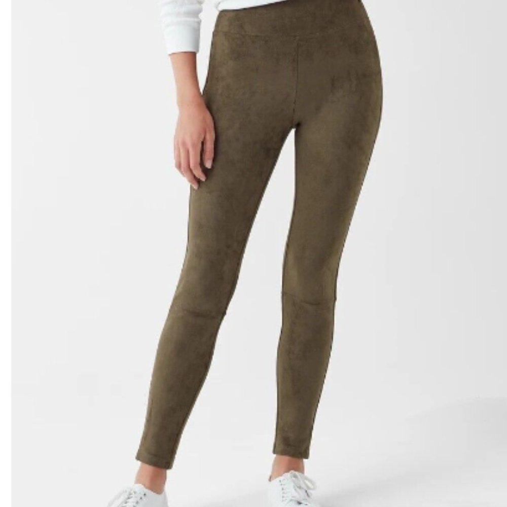 SPLENDID High Waisted Olive Green Faux Suede Leggings - Size XS